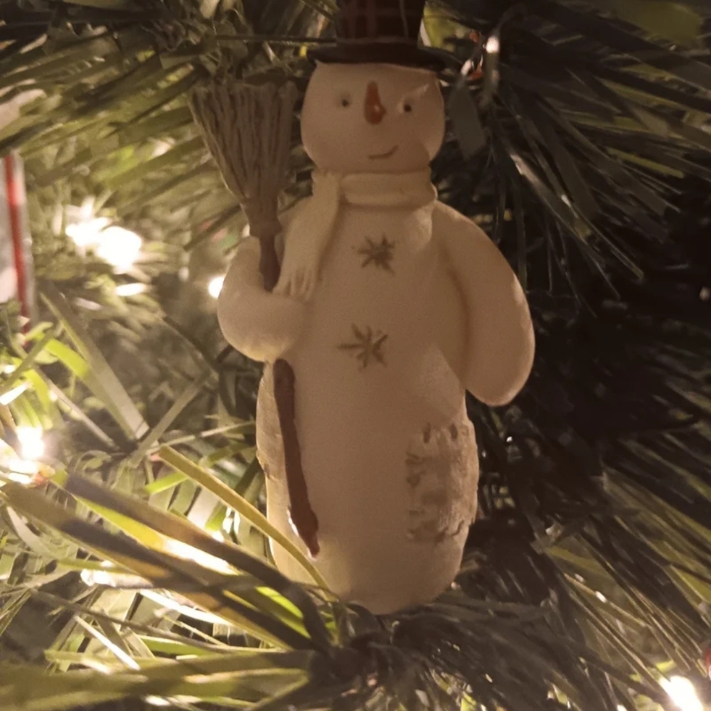 Festive Snowman Ornament - Cream and Gold - Picture 3 of 4